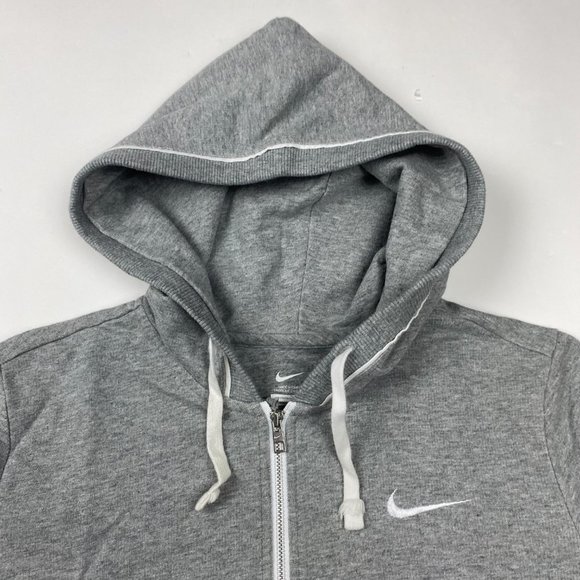 Nike Short Sleeve Full Zip Hoodie Womens Small Gray Drawstrings 465693 063 - Picture 2 of 11